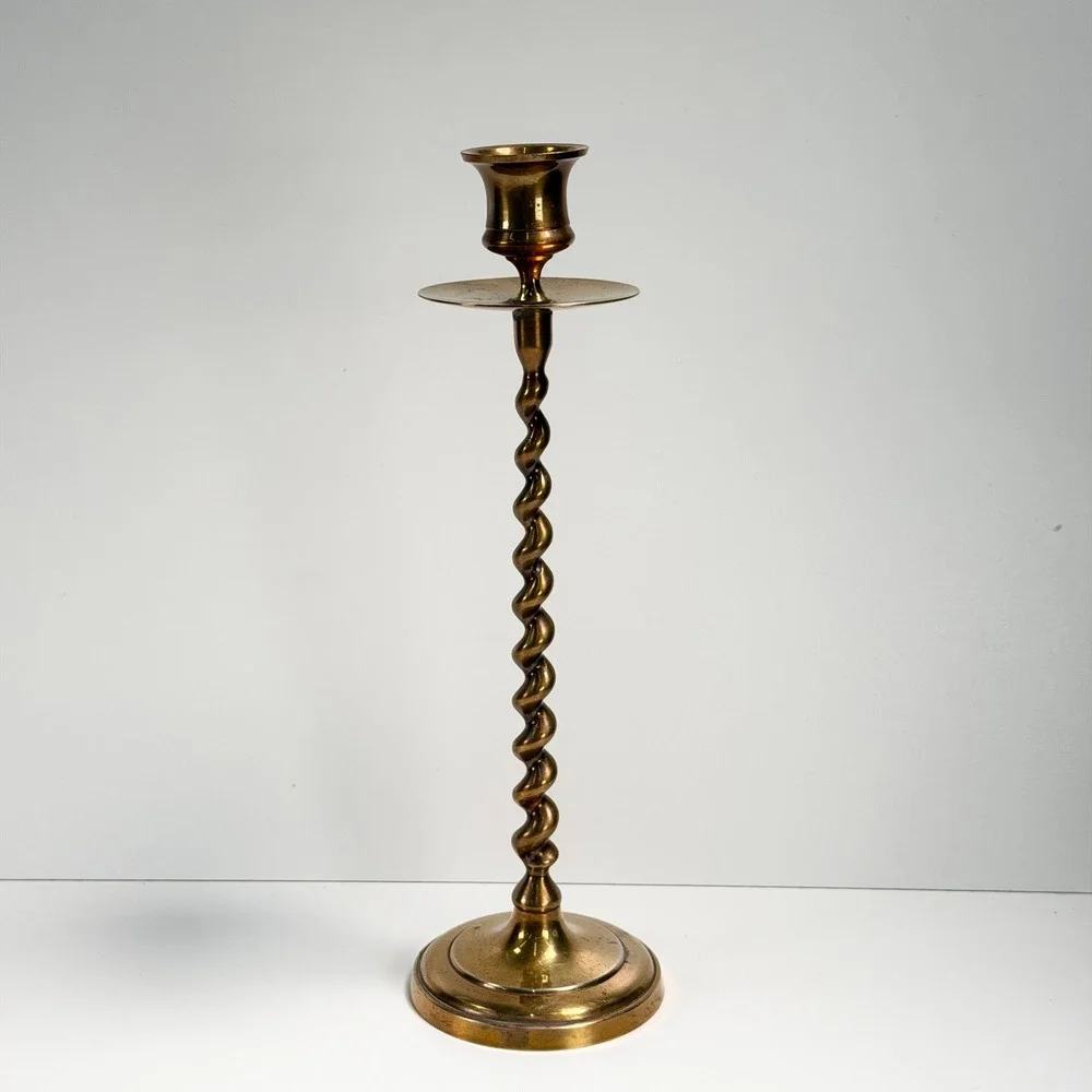 Vintage Brass Twist Candle‎ Stick French Old World Cottagecore Table Decor